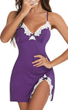 Aranmei Women Sexy Lace Chemise Nightgown Sleepwear V Neck Full Slip Babydoll Lingerie Sleep Dress