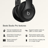 Beats Studio Pro Premium Wireless Over-Ear Headphones- Up to 40-Hour Battery Life, Active Noise Cancelling, Great for Travel & Commuting, USB-C Lossless Audio, Apple & Android Compatible -Black (Refurbished)
