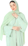Abayas for Women Muslim Islamic Dubai Cardigan Open Front Chiffon Dress Long Sleeve Maxi Abaya Long Kaftan Robe(No Scarf)