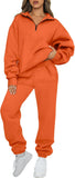 AUTOMET Women's Sweatsuits 2 Piece Outfits Lounge Sets Long Sleeve Half Zip Pullover and Baggy Sweatpants with Pockets