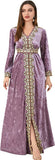 ODIZLI Muslim Kaftan Abaya Moroccan Fashion Autumn Winter Long Sleeve Velvet Dress for Eid Ramadan