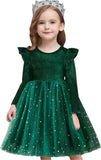 NNJXD Princess Girl Long Sleeve Autumn Winter Dress Tulle Party Dresses