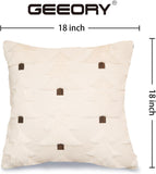 GEEORY Christmas Pillow Covers 18x18 Inch Set of 2, Christmas Decorations Xmas Tree Soft Plush Fluffy Faux Fur Decorative Throw Pillows Rustic Winter Decor Cushion Case Beige Brown GC034-18