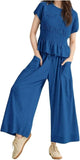 Summer Pants Set Women 2 Piece Lounge Matching Set Casual Outfit with Pockets for Travel Shopping Boho Chic Outfit