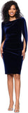 Betsy & Adam Women's Velvet Midi Cowl Neck Drape Back Dress