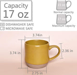 Bosmarlin Large Stoneware Speckled Coffee Mugs Set of 2, Big Tea Cup, 17 Oz, Dishwasher and Microwave Safe