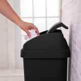 Sterilite 4-Pack Swing Top Wastebasket, Sleek Square Profile Trash Can, 13 Gallon, Black - Modern Garbage Bin for Kitchen, Bathroom, Garage and Workspace, Fits 13 Gal Liners