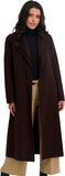 TAHARI Women's Slim Fit Double-Faced Wool Blend Wrap Coat with Tie Belt – Longline Silhouette, Chocolate, Large