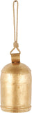 Deco 79 Gold Metal Tibetan Inspired Decorative Giant XL Cow Bells with Jute Hanging Rope, Set of 3 10",8",6"H - Cylindrical