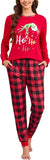 difficort Womens Christmas Pajamas Long Sleeve Pj Set Soft Plaid Pants Sleepwear with Pockets