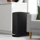 Arlopu 13.2 Gal Slim Kitchen Trash Can with Lid, 50L Stainless Steel Garbage Can, Large Kitchen Rubbish Can, Step Trash Bin w/Foot Pedal and Inner Bucket, Bathroom Trash Can Airtight (Black)