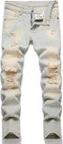 HENGAO Boy's Distressed Ripped Skinny Jeans