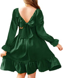 Arshiner Girls Dresses Long Sleeve Tie Back Fall Winter Off Shoulder Dress Kids Clothes