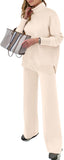 ANRABESS Womens 2 Piece Outfits Turtleneck Matching Lounge Set Sweater Top Wide Leg Pants Fall Cozy Knit Sweatsuit Loungewear