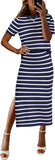 ANRABESS Womens 2 Piece Outfits Striped Sweater Skirt Sets 2025 Summer Casual Short Sleeve Pullover Tops Travel Midi Dress