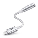 UNBREAKcable Headphones Adapter for iPhone, MFi Certified Lightning to 3.5mm Jack Converter with Apple Original Chip Compatible for iPhone 14/13/12/11/Pro/SE/Xs MAX/XR/X/8/iPad/iPod - Silvery