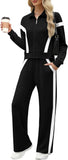 XIEERDUO Lounge Sets for Women 2025 Sweatsuit 2 Piece Outfits Sweatshirt Wide Leg Sweatpant Tracksuit Matching Set