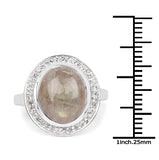 5.43 Carat Genuine Labradorite and White Topaz .925 Sterling Silver Ring