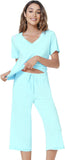 NACHILA Women’s Pajamas-Viscose Made from Bamboo, Short Sleeve Pjs Top with Capri Pajama Sets for Women Cool V Neck Sleepwear