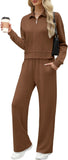 XIEERDUO Lounge Sets for Women 2025 Sweatsuit 2 Piece Outfits Sweatshirt Wide Leg Sweatpant Tracksuit Matching Set