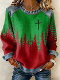 Womens Casual Floral Denim Patchwork Hoodie Top