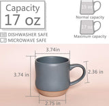 Bosmarlin Large Stoneware Speckled Coffee Mugs Set of 2, Big Tea Cup, 17 Oz, Dishwasher and Microwave Safe