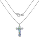 3.32 Carat Genuine Ethiopian Opal and Tanzanite .925 Sterling Silver Pendant