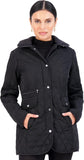 Jones NY Mid-Length Womens Quilted Jacket with Pockets - Winter Coats for Women, Black