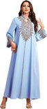 FYMNSI Abaya Dress for Women Floral Embroidery Muslim Maxi Robe Eid Prayer Dresses Dubai Clothing Arabian Islamic Kaftan