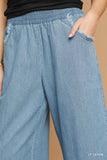 Umgee Washed Fringe Hem Wide Leg Jeans