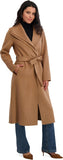 TAHARI Women's Slim Fit Double-Faced Wool Blend Wrap Coat with Tie Belt – Longline Silhouette, Camel, X-Large