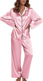 Ekouaer Pajamas For Women Set Silk Pjs 2 Piece Satin Sleepwear Long Sleeve Button Down Lounge Sets With Pant