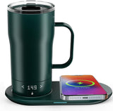 Smart Self Heating Coffee Mug 18 Oz Temperature Control Heated Coffee Mug App Controlled Warmer Mug 5-10 Hour LED Display Keep Coffee Hot All Day Fast Wireless Charger Base Rogue red