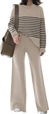 ETCYY NEW Womens Elegant Lounge Sets Knitted Sweatsuit Sets 2 Piece Outfits with Sweater Tops and Wide Leg Sweatpants
