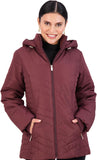 Jones NY Women's Puffer Jacket Zippered Removable Bungee Hood Womens Winter Coat