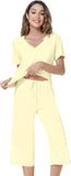 NACHILA Women’s Pajamas-Viscose Made from Bamboo, Short Sleeve Pjs Top with Capri Pajama Sets for Women Cool V Neck Sleepwear