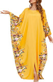OBEEII Muslim Dress for Women Loose Batwing Sleeved Hooded Beaded Embroidery Long Abaya Dress Kaftan Abayas Islamic Robe