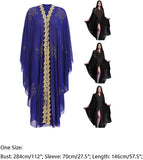 OBEEII Muslim Dress for Women Loose Batwing Sleeved Hooded Beaded Embroidery Long Abaya Dress Kaftan Abayas Islamic Robe