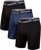 BAMBOO COOL Men's Long Boxer Briefs Performance Long Leg Sports Boxer Brief Underwear MultiPack