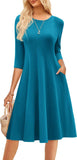 GRACE KARIN Fall Dresses for Women 2025 Casual 3/4 Sleeve Dress A Line Fit and Flare Midi Dress with Pockets