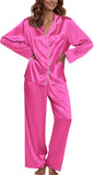 Ekouaer Pajamas For Women Set Silk Pjs 2 Piece Satin Sleepwear Long Sleeve Button Down Lounge Sets With Pant