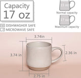 Bosmarlin Large Stoneware Speckled Coffee Mugs Set of 2, Big Tea Cup, 17 Oz, Dishwasher and Microwave Safe