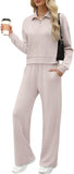 XIEERDUO Lounge Sets for Women 2025 Sweatsuit 2 Piece Outfits Sweatshirt Wide Leg Sweatpant Tracksuit Matching Set