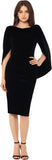 Betsy & Adam Women's Velvet Midi Cowl Neck Drape Back Dress