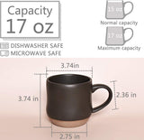 Bosmarlin Large Stoneware Speckled Coffee Mugs Set of 2, Big Tea Cup, 17 Oz, Dishwasher and Microwave Safe