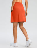 SANTINY 18" Skorts for Women 3 Pockets High Waist Long Athletic Tennis Skirt Golf Skort for Casual Summer Travel