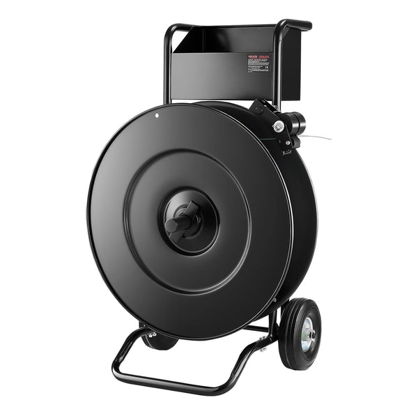 VEVOR Banding Strapping Cart, Fit for PET/PP/Steel Strapping Coils with 8 or 16 inches Core Size, Heavy Duty Strapping Dispenser Equipped with Upgrade Drum Brake, Built-in Spacious Tray for Tools