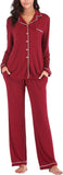 Aamikast Women's Pajama Sets Long Sleeve Button Down Sleepwear Nightwear Soft Pjs Lounge Sets