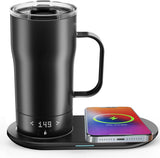 Smart Self Heating Coffee Mug 18 Oz Temperature Control Heated Coffee Mug App Controlled Warmer Mug 5-10 Hour LED Display Keep Coffee Hot All Day Fast Wireless Charger Base Rogue red