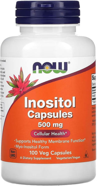NOW Foods Supplements, Inositol 500 mg, Healthy Membrane Function*, Cellular Health*, 100 Veg Capsules
